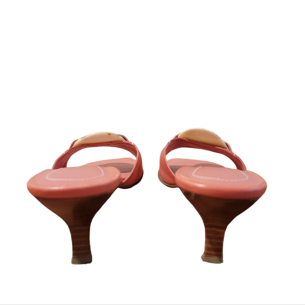 Bandolino Blackfords Coral Leather Open Toe Mules‎ Shell Embellishment 6.5M - Picture 3 of 10